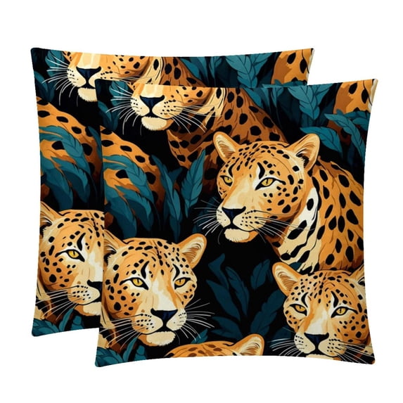 Leopard Covers with Unique Patterns, Set of 2 Decorative Throw Pillow Inserts for Sofa Bed Couch, 16x16/18x18/20x20 Inches, Ideal for Home Decor and Gifting