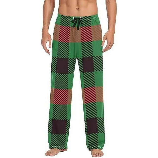 Leopard Crowbar Plaid Pattern Pajama Pants Mens Lounge Pants Super Soft