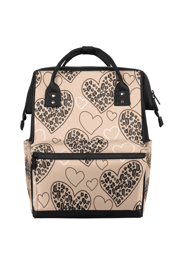 Leopard Diaper Bag Backpack for Mom, Large Capacity Travel Backpack, Multi-Pocket Backpack with Adjustable Straps, 15.7x11x7In
