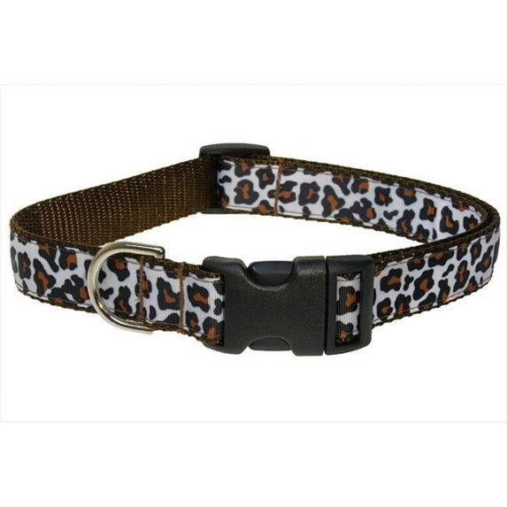 Leopard Dog Collar, White & Brown - Medium
