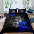 Leopard Duvet Cover Set, Wildlife Animal Bedding Set for Teens Kids