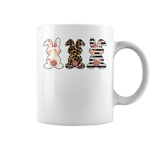 Leopard Easter Bunny Rabbit Trio Cute Easter Coffee Mugs
