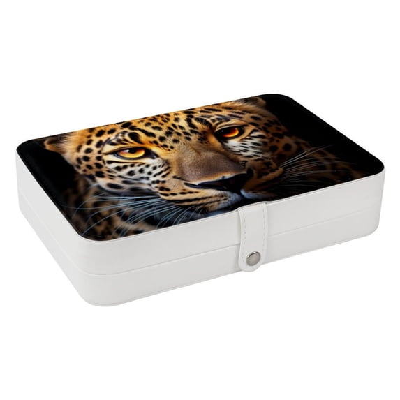 Leopard Elegant PU Leather Jewelry Organizer Box with Removable Compartment, Portable Earring Organizer and Bracelet Holder