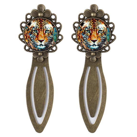 Leopard Elegant Vintage Copper-Colored Lace Book Marks – Set of 2 Stainless Steel Book Markers for Book Lovers and Readers