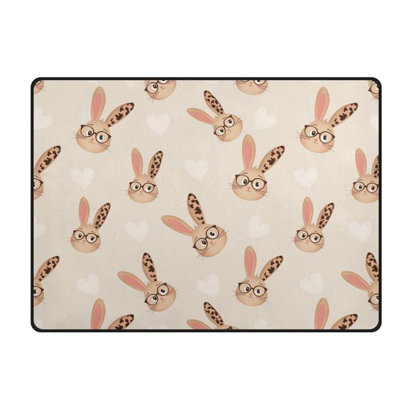 Leopard Eye Rabbit Pattern Area Rug 63x48 Inch Non Slip Absorbent Soft for Bedroom Entryway