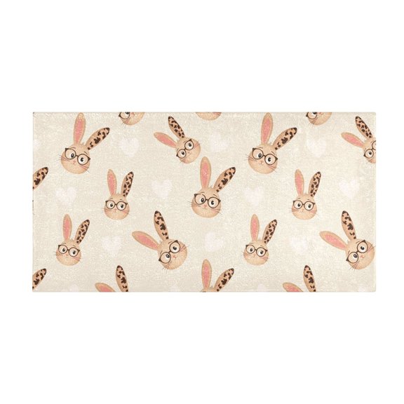 Leopard Eye Rabbit Pattern Bath Mat 39x20 Inch Soft Absorbent Non-Slip Plush Bathroom Rug for Floor