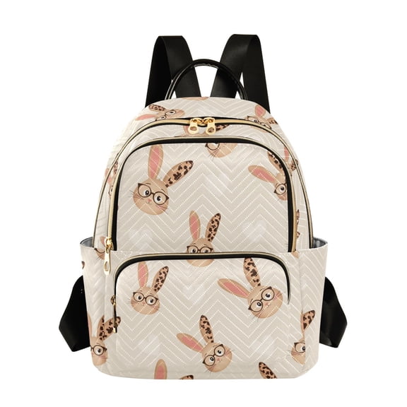 Leopard Eye Rabbit Pattern Fashion Backpack Quilted Lightweight Women Travel Daypack 8.5L