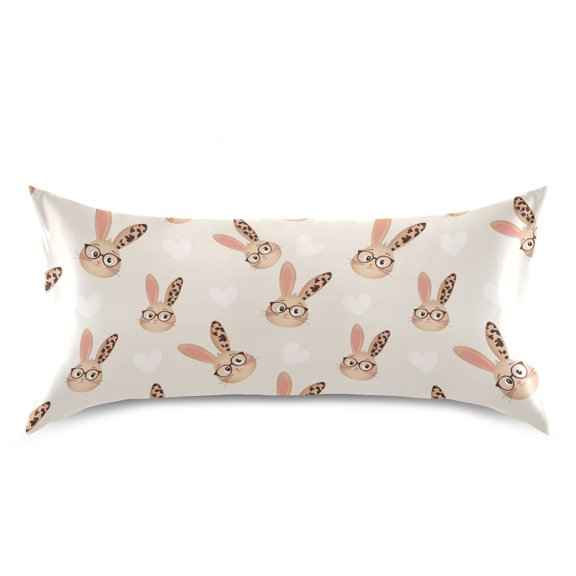Leopard Eye Rabbit Pattern Pillow Case Standard Size Silky Satin Pillow Cover for Bedroom 20x26 Inch