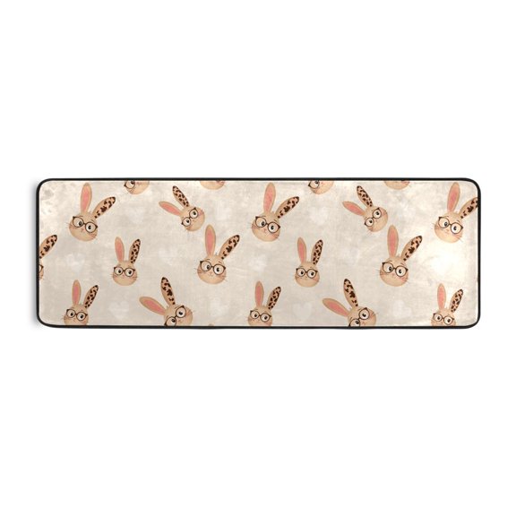 Leopard Eye Rabbit Pattern Runner Rug 24x72 Inch Cushioned Non Slip Soft Absorbent Floor Mat