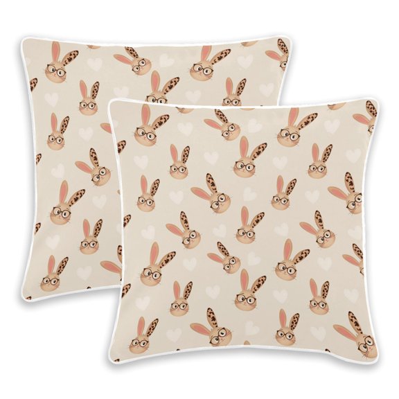 Leopard Eye Rabbit Pattern Throw Pillow Covers Soft Burnout Velvet Set of 2 Invisible Zipper Sofa Couch Bed 12x20in