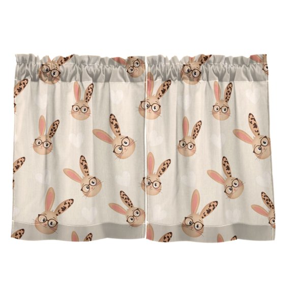 Leopard Eye Rabbit Pattern Tier Curtain Set of 2 Kitchen Curtains 27x24 Inch Privacy Semi Sheer