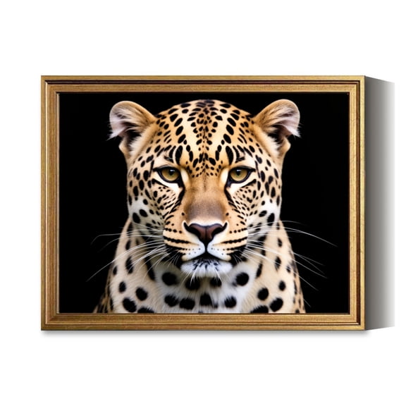 Leopard Face Close Up Portrait Vintage Gold Framed Wall Art Decor Retro Canvas Paintings for Living RoomBedroom