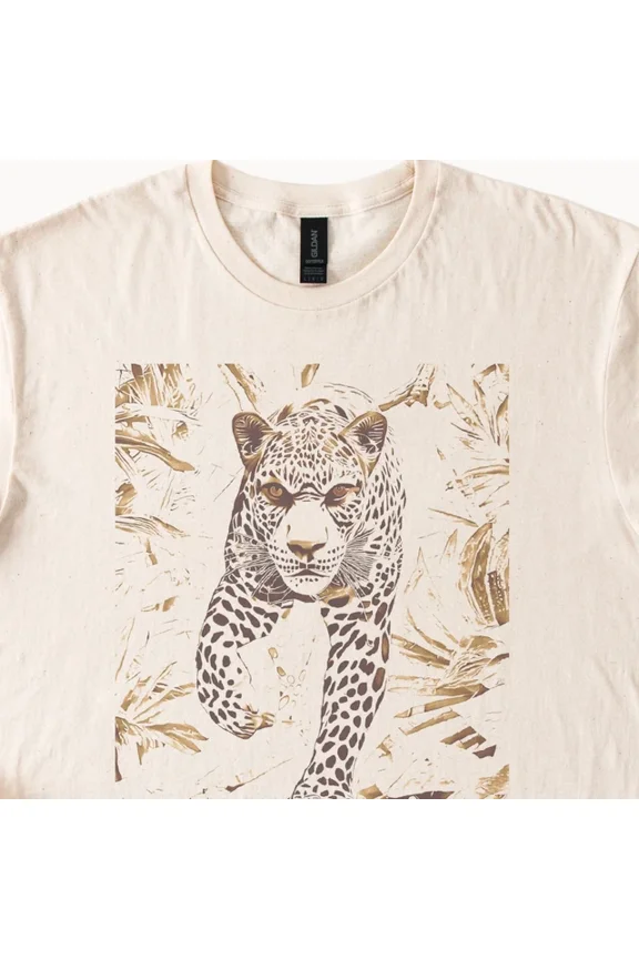 Leopard Face Gold And Red Graphic Tee With Bold Animal Art Design Size S-5Xl Heygategoo Tee