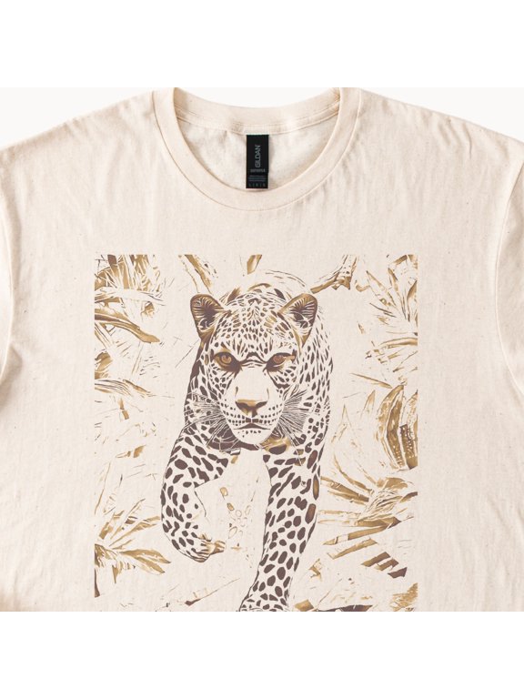 Leopard Face Gold Red Animal Graphic T-Shirt