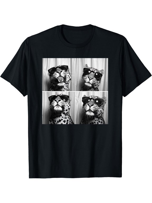 Leopard Face Wearing Sunglasses Funny Animal Leopard Graphic T-Shirt