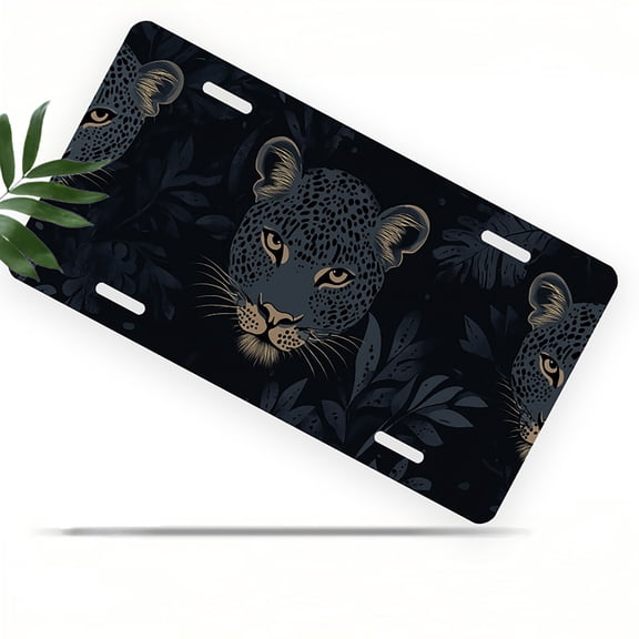 Leopard Faces Front License Plate, Metal License Plate, Funny Standard Plates Personalized Novelty Decorative For Men/Women/Boys/Girls Car 6×12 Inch