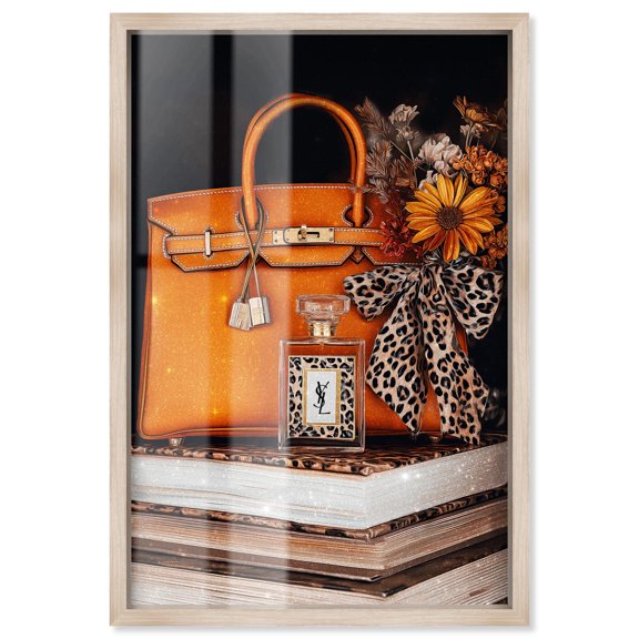 Leopard Fall Glam Shadowbox Print Glam Wall Art by Art Remedy, Blonde Frame, 10 x 15