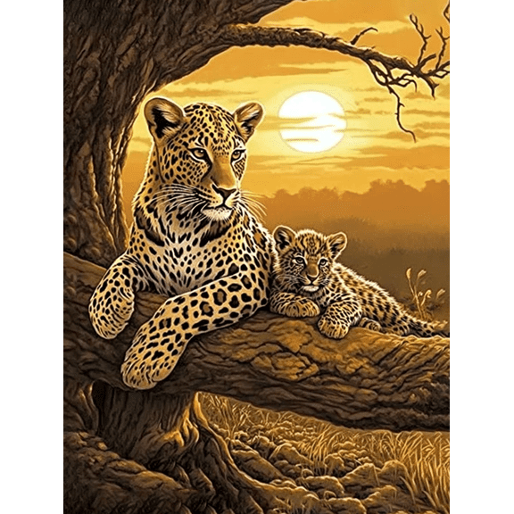Leopard Family Decorative Painting/Canvas Art Ideal for Decorating Living Room Bedroom Dining Room Office Study Hallway Adding Wildlife Charm and A Touch of Safari Spirit to Your Home179