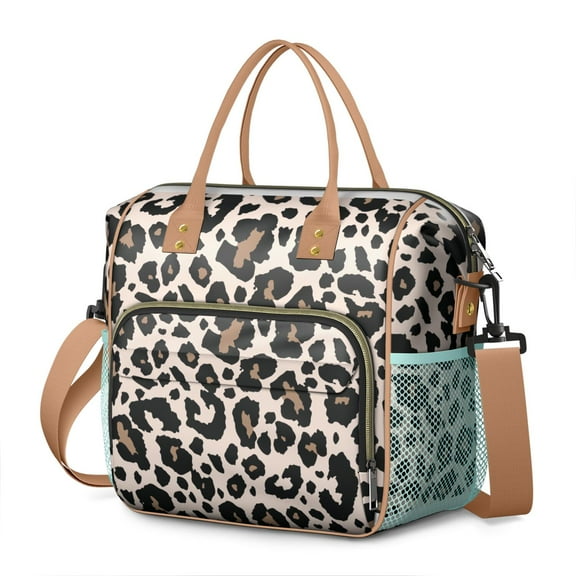 Leopard Fashion Print Lunch Box – Stylish Cheetah Pattern Insulated Bag for Adults Reusable and Waterproof with Multi-Pockets for Daily Use