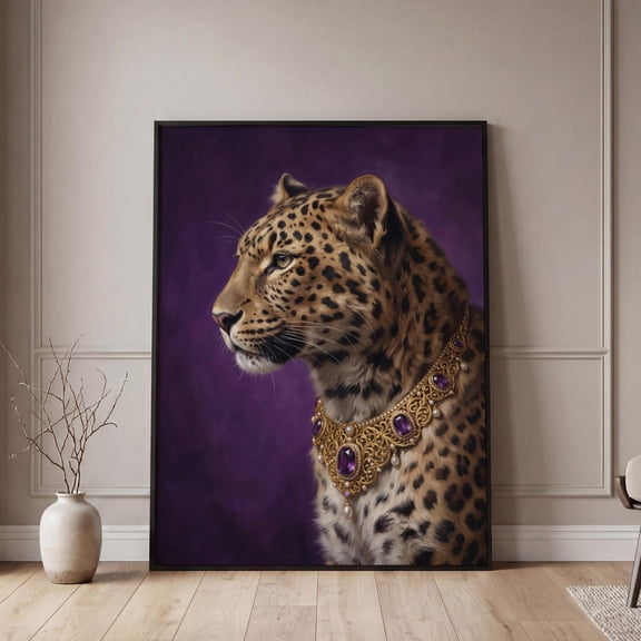 Leopard Fashion Wall Art Print Purple Maximalist Decor