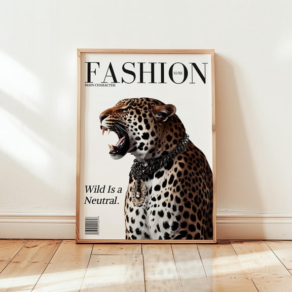 Leopard Fashion Y2K Aesthetic Wall Art, Unframed Paper Print Size 24x36
