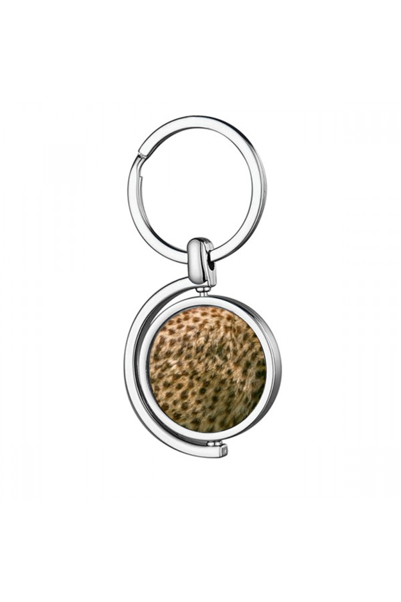 Leopard Feather Design Rotating Keychain Metal Keyring Holder