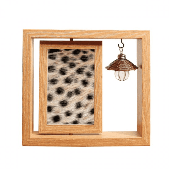 Leopard Feather Design Wooden Rotating Picture Photo Frame 4x6