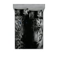thumbnail image 1 of Leopard Fitted Sheet & Pillow Sham Set, Animal Eyes Aggressive Powerful Wildcat Profile Print Monochrome Design, Decorative Printed 6 Piece Bedding Decor Set, Full, Black White Blue, by Ambesonne, 1 of 3