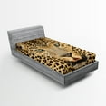 thumbnail image 1 of Leopard Fitted Sheet, Predator Animal with Spotty Skin and Angry Expression Wild Fauna, Decorative Soft Bedding All-round Elastic Pocket, Twin XL Size, Brown and Pale Brown, by Ambesonne, 1 of 3