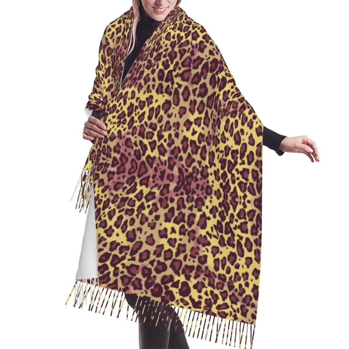 Leopard Flat Pattern Tassel Scarf Women Soft Fashion Versatile Female ...