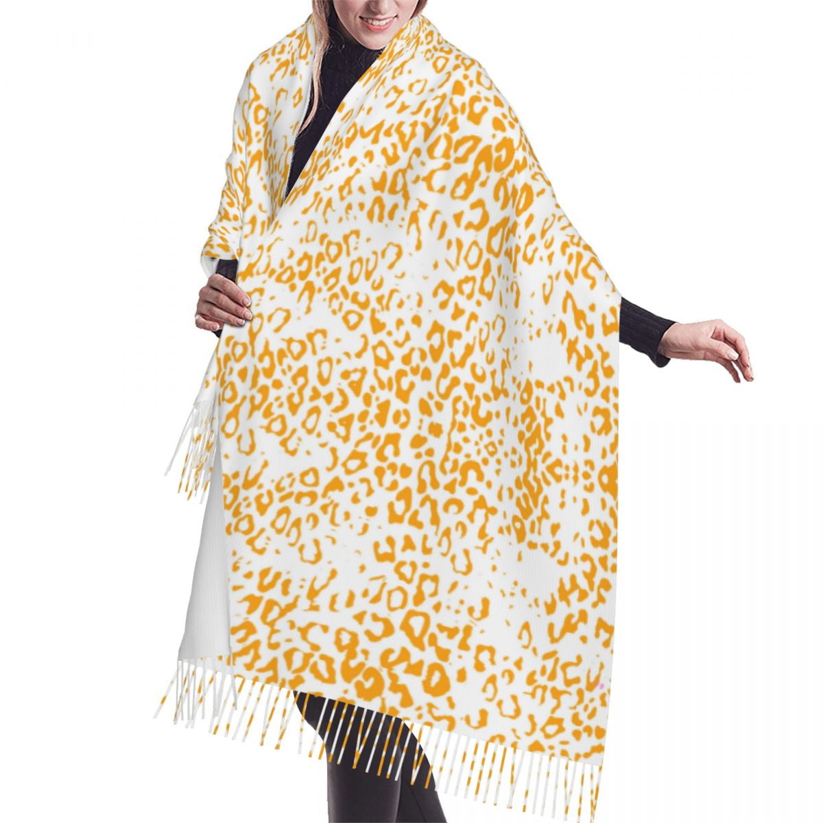 Leopard Flat Pattern Tassel Scarf Women Soft Fashion Versatile Female ...