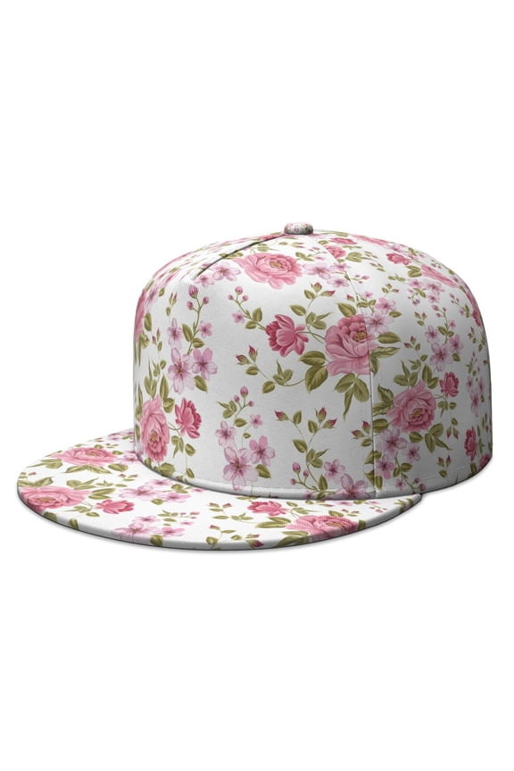 Leopard & Floral Flat Brim Hat - Adjustable Streetwear Baseball Cap