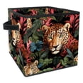 thumbnail image 1 of Leopard Foldable Clothes Storage Bin Cube Organizer with Handle, 10.8"x10.5"x10.6", Large Capacity, 1 of 6