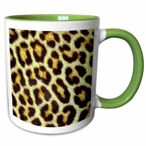 3drose, Leopard Fur Pattern - Na02 Aje0301 - Adam Jones, 15oz Two-tone Green Mug