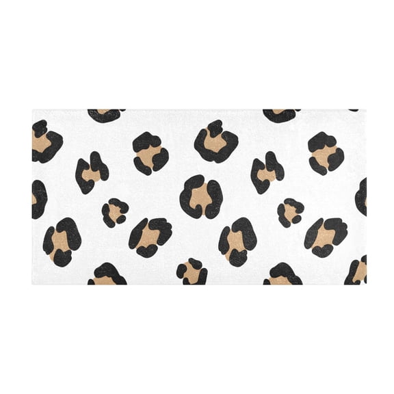 Leopard Fur Print Animal Skin Bath Mat 39x20 Inch Soft Absorbent Non-Slip Plush Bathroom Rug for Floor