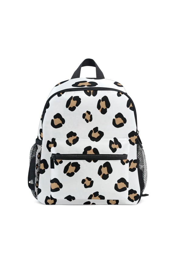 Leopard Fur Print Animal Skin Mini Backpack Cute Small Backpack with Chest Strap and Whistle Ages 3-8