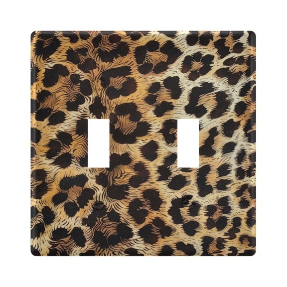 Leopard Fur Print Light Switch Cover Electrical Outlet Cover Replaceable Wall Plates 2-Gang
