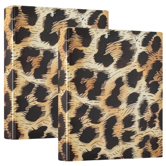 Leopard Fur Print Round Ring Binder 3 Rings 1.5" Capacity File Storage for A4 Size 1 Pack
