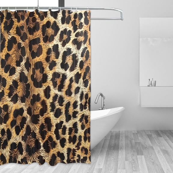 Leopard Fur Print Shower Curtains with 12 Hooks Waterproof Bathroom Decor 66" x 72"