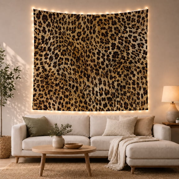 Golden Tan Leopard Rosette Tapestry Wall Hanging