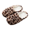 thumbnail image 1 of Leopard Fuzzy Slippers for Women Indoor Cozy Memory Foam House Shoes Plush Warm Winter Ladies Bedroom Slip on, 1 of 9