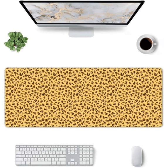 Leopard Gaming Mouse Pad Large Mouse Pad (31.5x11.8 Inch) Non-Slip Rubber Base Large Desk Mat Desk Protector for Home Office Gaming Work
