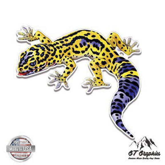 Leopard Gecko Colorful - 3" Vinyl Sticker - For Car Laptop I-Pad Phone Helmet Hard Hat - Waterproof Decal