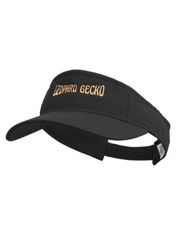 Leopard Gecko Embroidered Pro Style Cotton Twill Washed Visor - Black OSFM