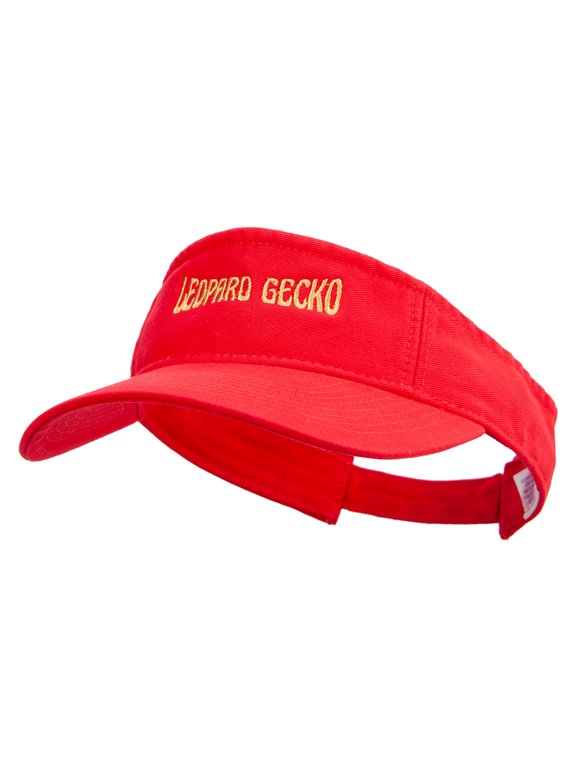 Leopard Gecko Embroidered Pro Style Cotton Twill Washed Visor - Red OSFM