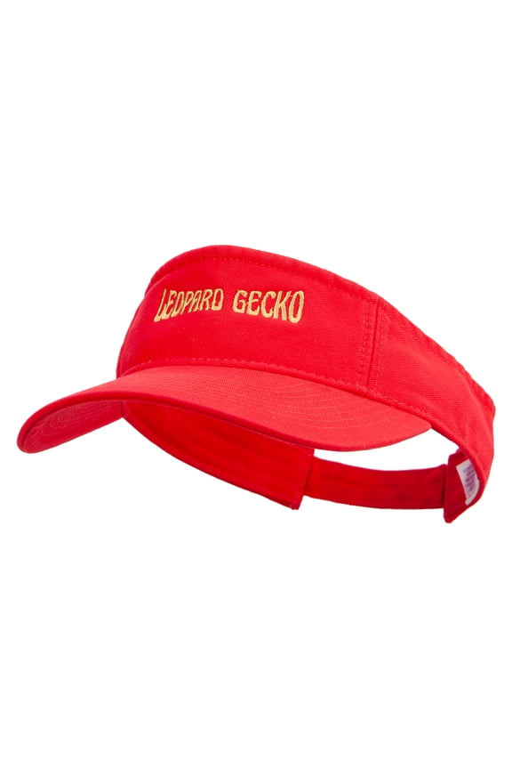 Leopard Gecko Embroidered Pro Style Cotton Twill Washed Visor - Red OSFM