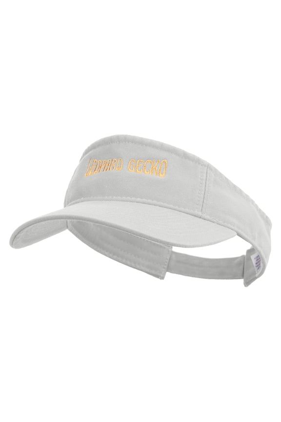 Leopard Gecko Embroidered Pro Style Cotton Twill Washed Visor - White OSFM