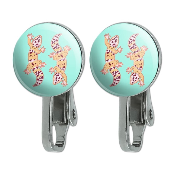 Leopard Gecko Novelty Clip-On Stud Earrings