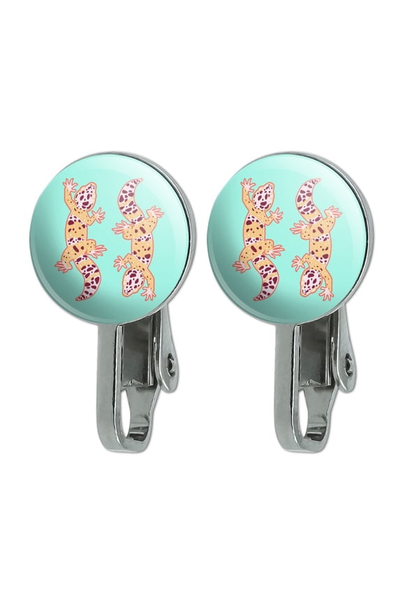 Leopard Gecko Novelty Clip-On Stud Earrings