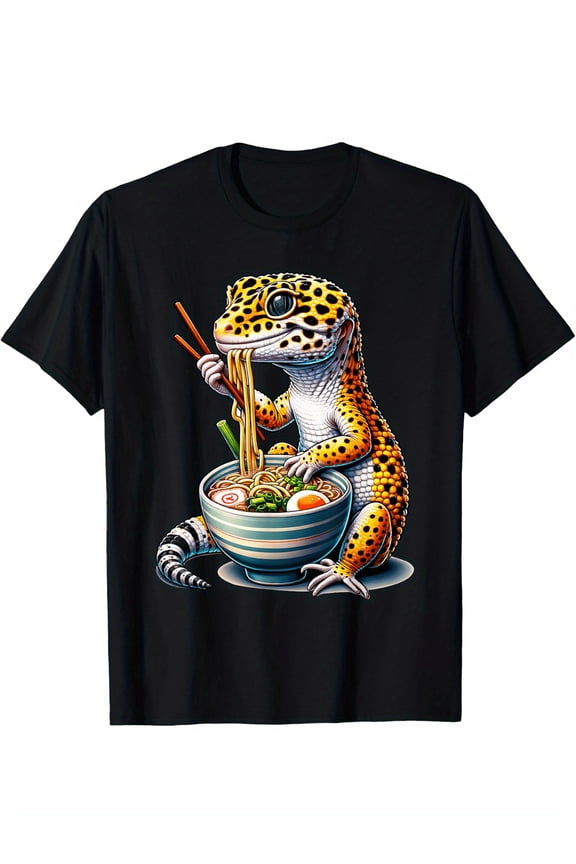 Leopard Gecko Ramen Graphic T Shirt Funny Animal Tee